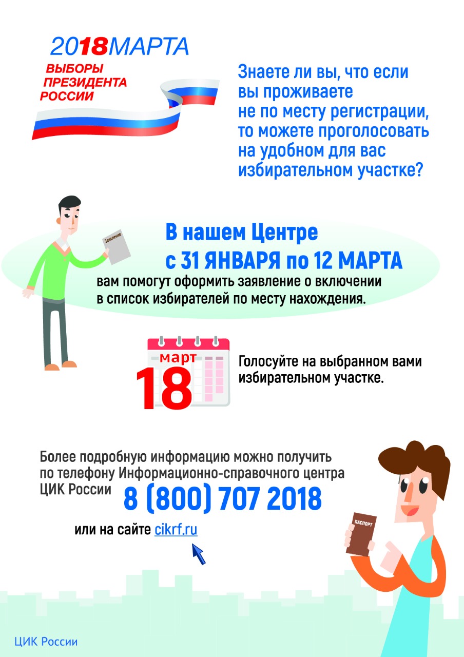 Приём заявлений от граждан о включении их в список избирателей по месту нахождения на выборах Президента Российской Федерации.